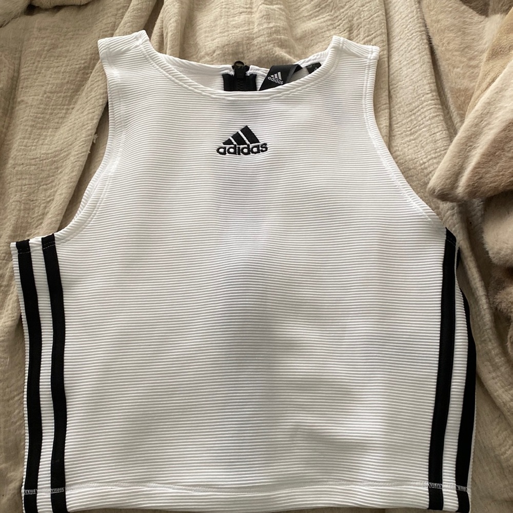 Adidas high neck zippered back sports tank. Size small.